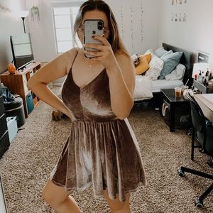UO Velvet Lavender Mini Romper